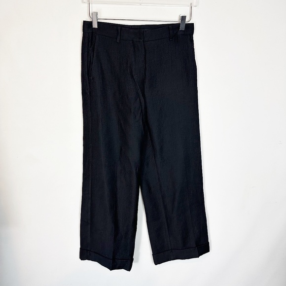 MaxMara Cuffed Wide Leg Textured Black Knit Pants 4 - Picture 1 of 9